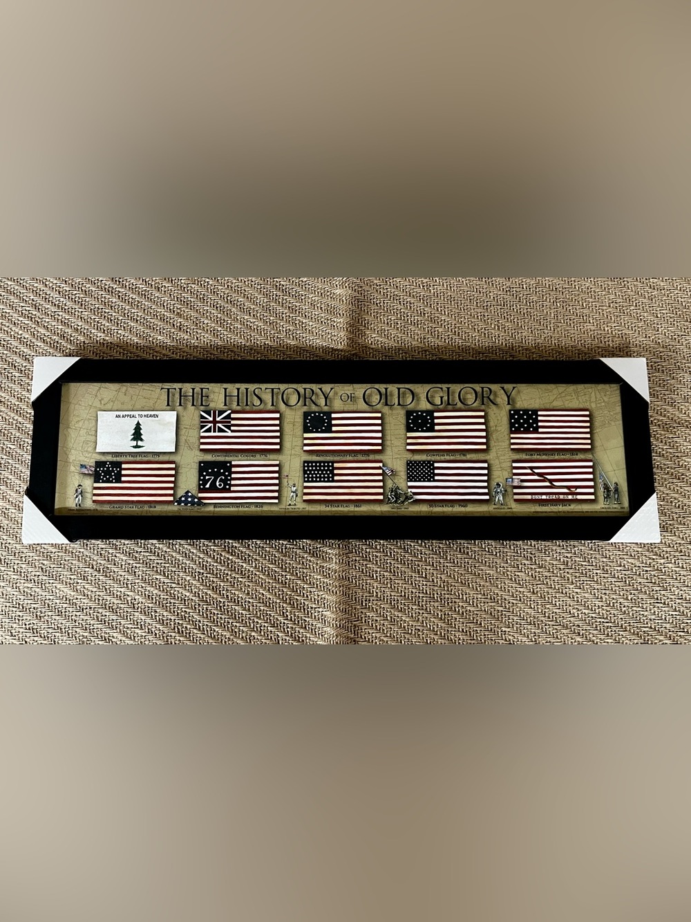 History of Old Glory Wall Art Print - Red, Blue, Cream NEW in Box